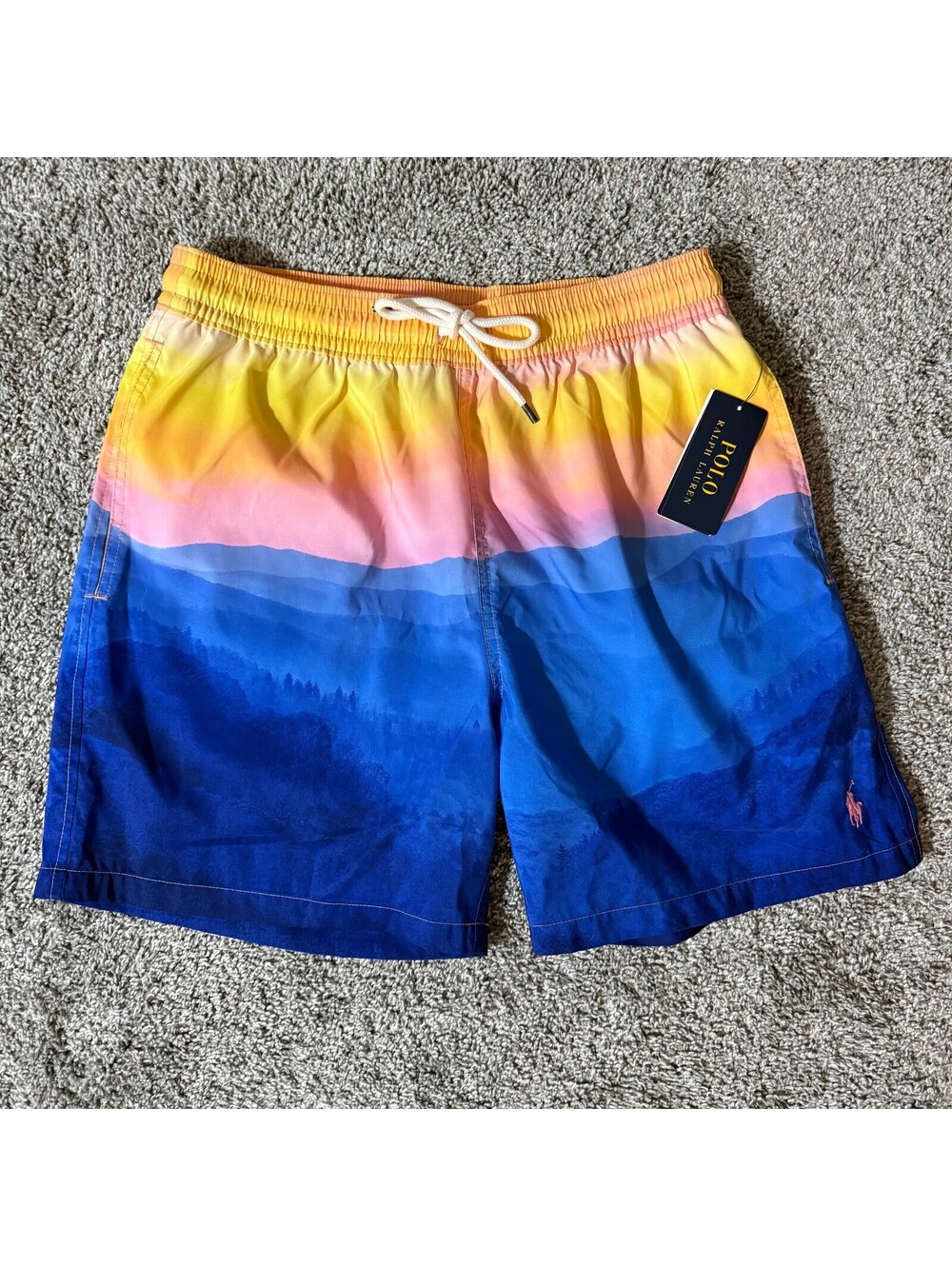 Polo Ralph Lauren Mens Sunset Ombre Swim Trunks M NWT Beach Resort Pool Shorts